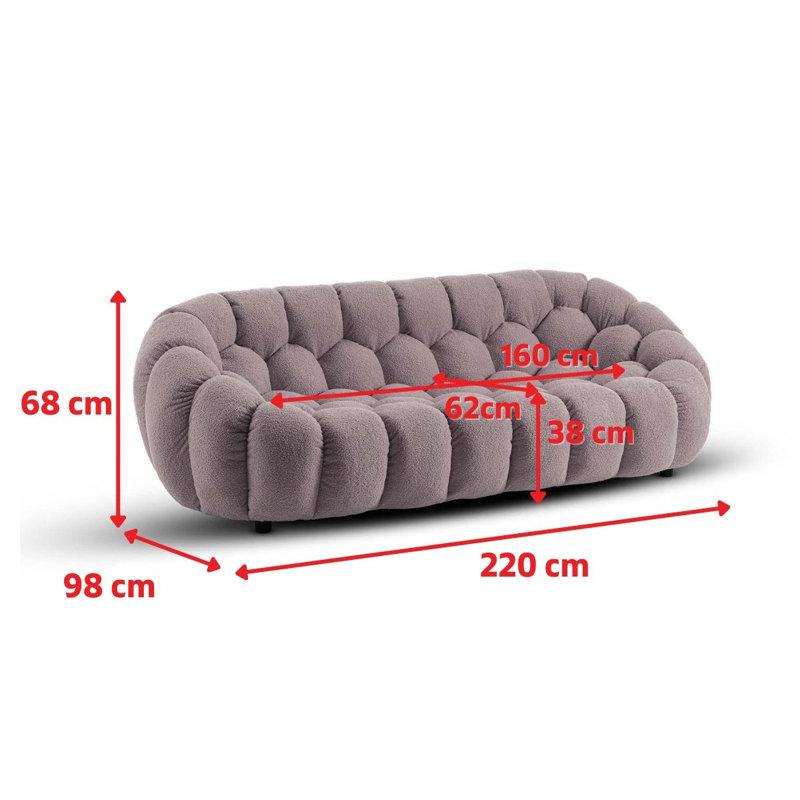 Low-Profile Boucle Brosen Sofa, White, 3