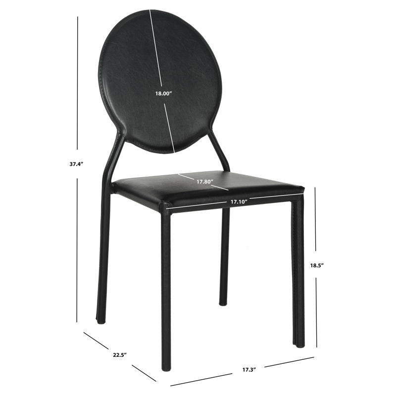 Oxon Hill 18.5'' H Faux Leather Upholstered Side Chair, PVC+Sponge - Black