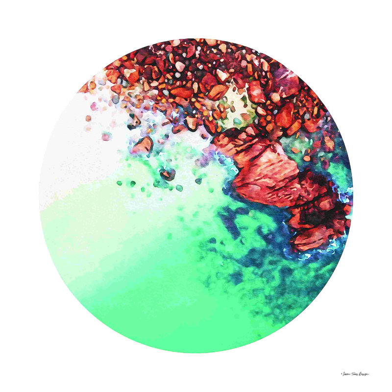 Aquarelle abstraite océan I, H 12 po x l 12 po, No, Toile tendue