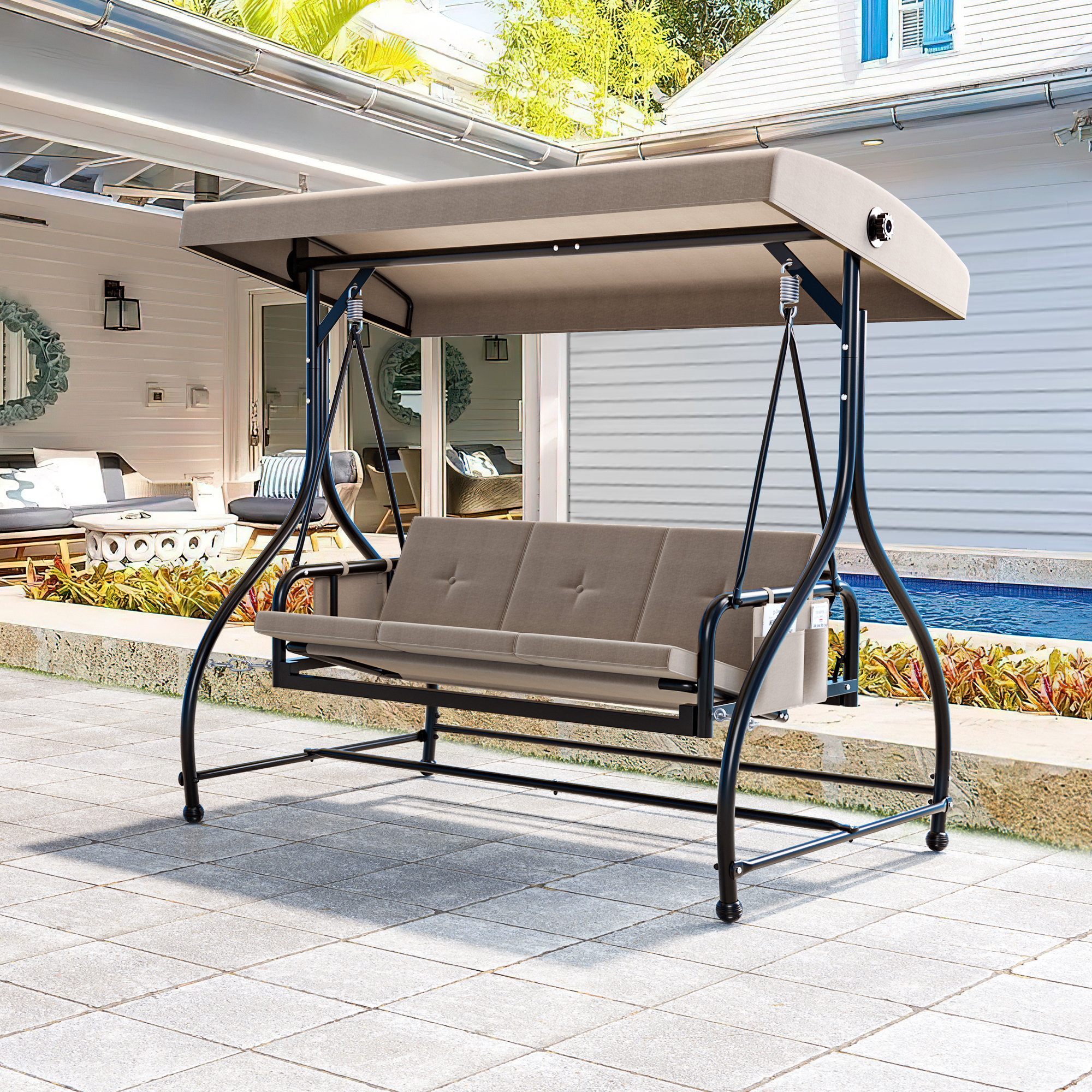 Outdoor best sale swing awning