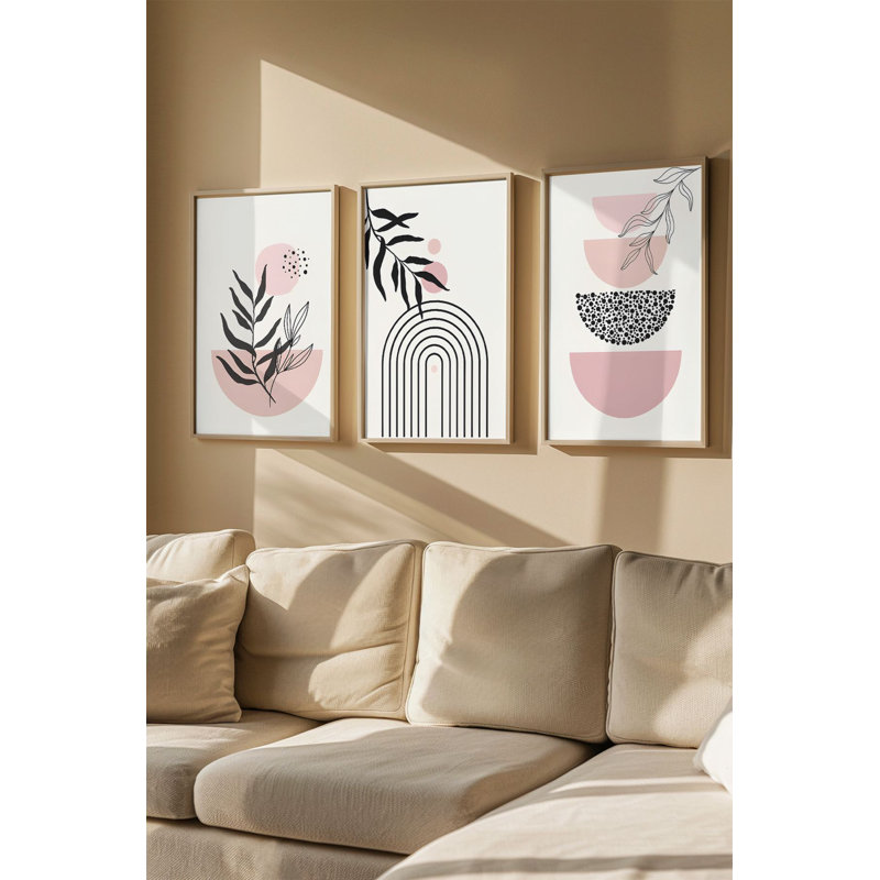 Élégant ensemble de peintures en panneau de fibres à densité moyenne encadrées (3 pièces), 13,0 x 19,0 po chacune | Cadre 100% bois massif (0,8 po d'épaisseur) | Impression numérique éclatante | Parfait pour le salon, la chambre à coucher ou le bureau, design élégant et moderne