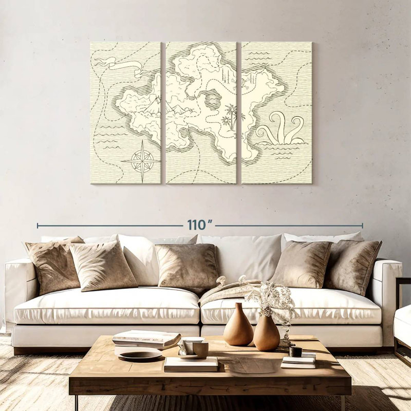 Aliaz Pirate Treasure Island Map, 48" H x 74" W
