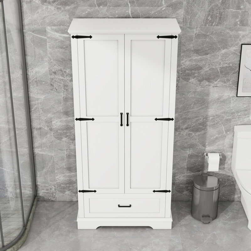 Armoire de rangement en bois avec tablettes de rangement, tiroir et portes