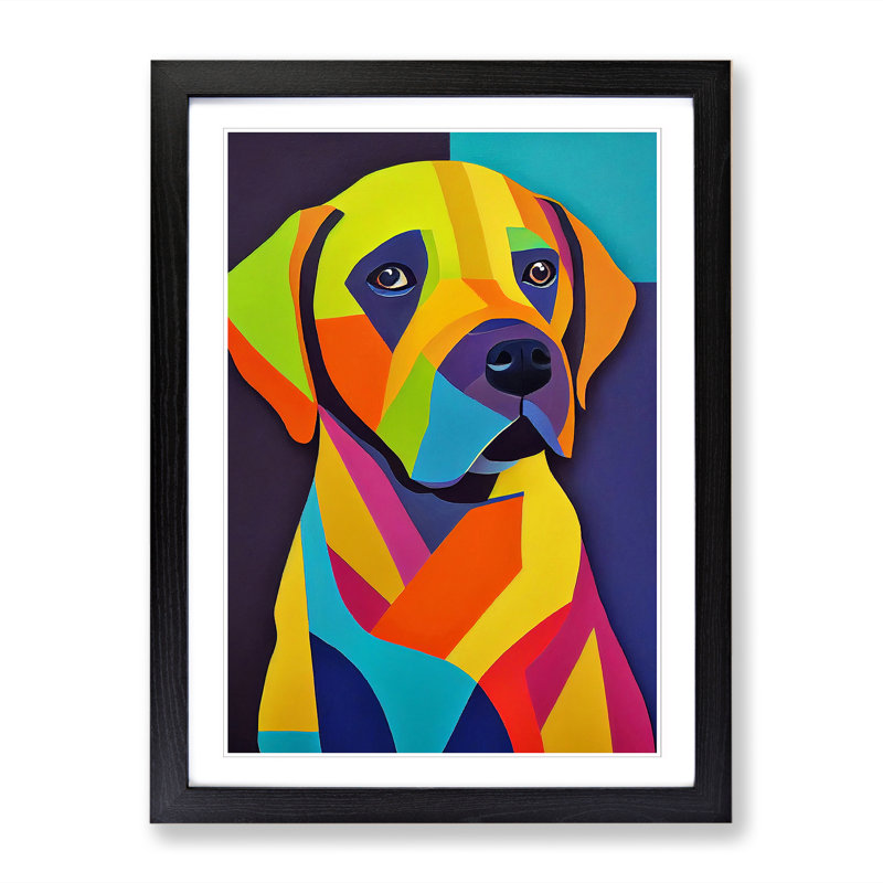 Anwesha Labrador Retriever Abstract Vol.5 - Single Picture Frame Print, Black, 64cm H x 46cm W x 2cm D
