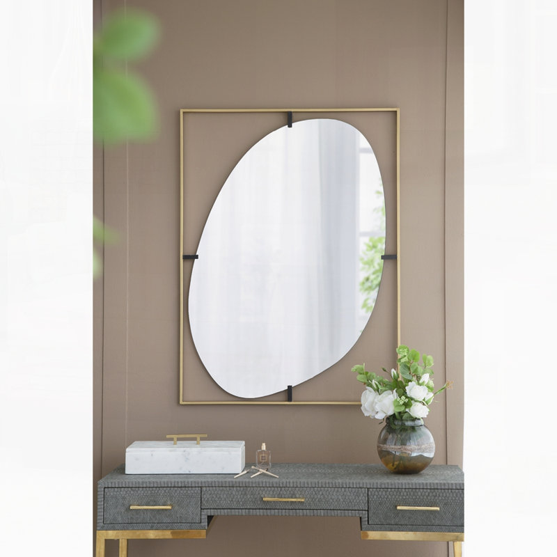 Miroir coquelicot 30x1x40 "avec cadre en métal doré