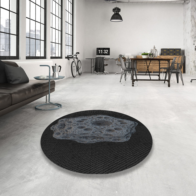 Tapis vert/mauve à motifs/brun, Rond 8 pi