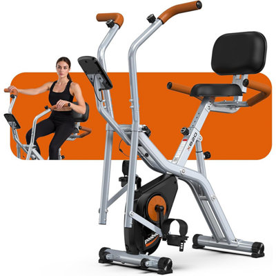 Foldable Exercise Bike,Stationary Bike with Elliptical Mode,8-Level Magnetic Resistance,Silent Indoor Bike for Home Fitness and Rehab Training,Adjustable Seat&Handrail,LCD monitor,300LBS