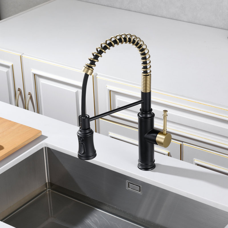 Robinet de cuisine rétractable Sumerain S6132P-XX-6133, Noir / or