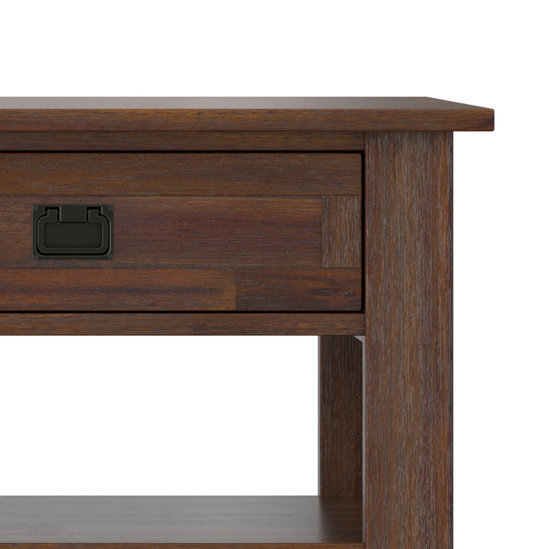 Table basse en bois d'acacia massif Monroe l 48 po avec 2 tiroirs et tablette ouverte