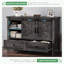  Ensemble de chambre à coucher de style campagne avec porte de grange 4 pièces, 4 pièces, chêne foncé-224979250-224979247