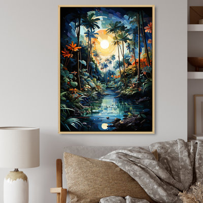 Xaviar Green Palm Trees Pointillism III sur toile
