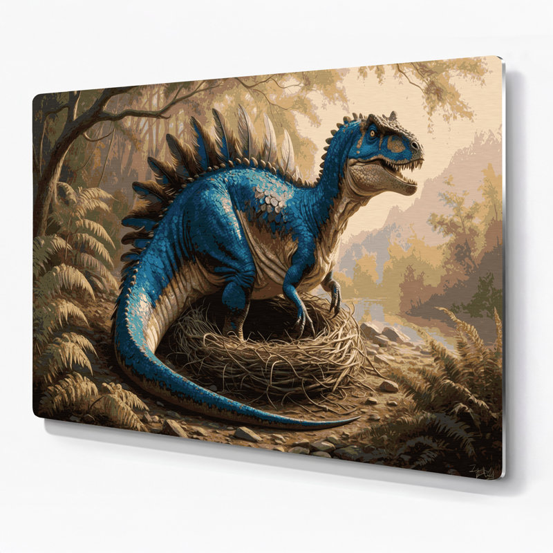 «Dinosaur Oviraptor», art mural en métal brun, H 20 po x l 30 po