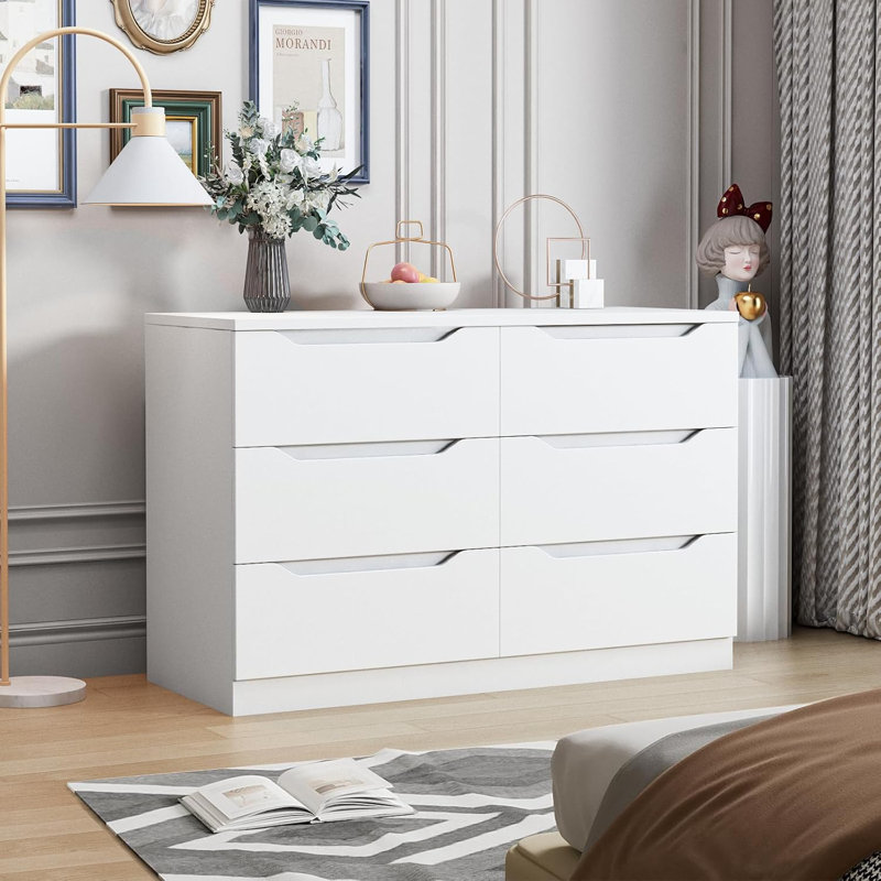 6 Drawers Dresser for Bedroom - White