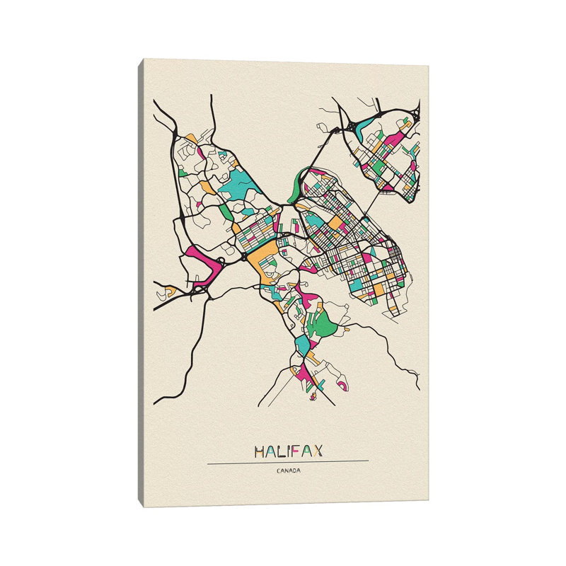 Halifax, Nova Scotia Map by Ayse Deniz Akerman - Print on Canvas, Wrapped Canvas, 101.6cm H x 66.04cm W x 3.81cm D