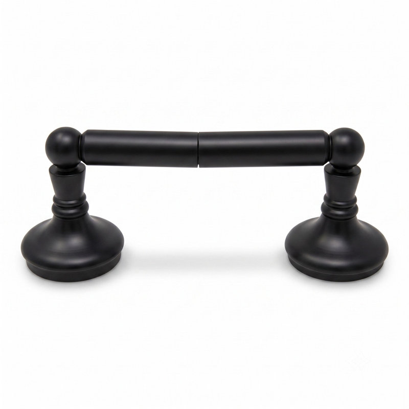 Porte-papier hygiénique mural de style rétro avec écussons décoratifs Sacramento, Satin Black