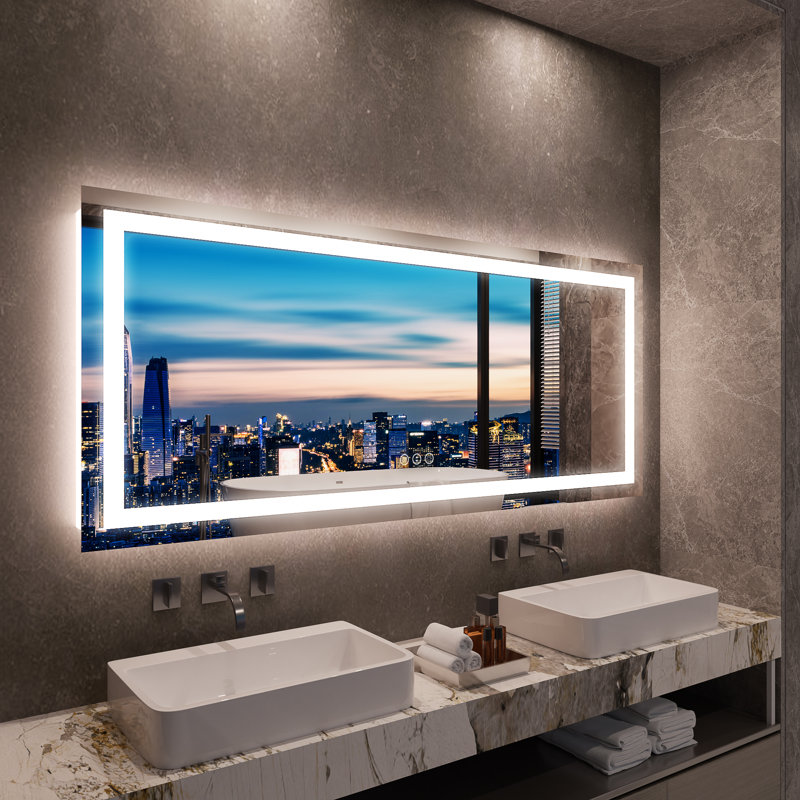 Rectangular Frameless Led Wall Mounted Bathroom Vanity Mirror, 78" x 32"