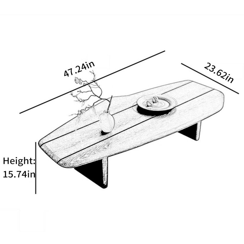 Solid Wood Irregular Coffee Table, 15.74" H x 47.24" L x 23.62" W