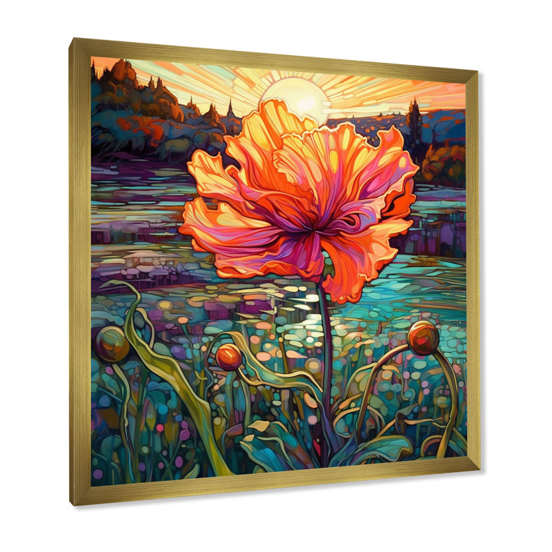 Décoration murale Glorious Pink Hibiscus By The Waterside - Fleurs sauvages, H 24 po x l 24 po x P 1 po, Encadrement doré