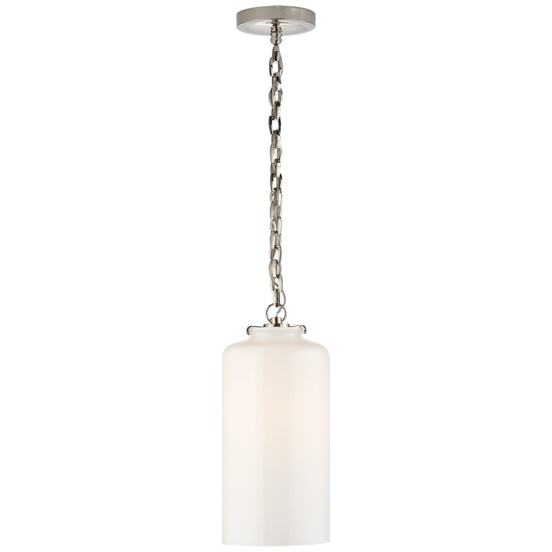 Thomas O'Brien Katie Cylinder Pendant, Polished Nickel, White