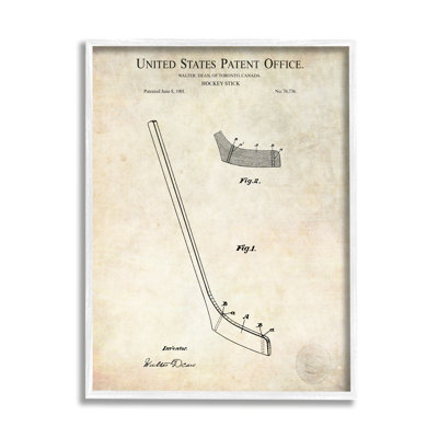 Vintage Hockey Stick Sports Diagram Patent Blueprint