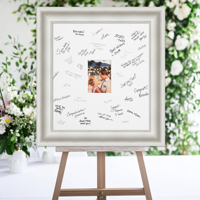 Parlor Signature mat cadre, alternative de livre d'or de mariage de livre de photo, autographe mat de photo pour le tableau de signature, célébrations de mariage Graduation Support Encouragement ou retraite
