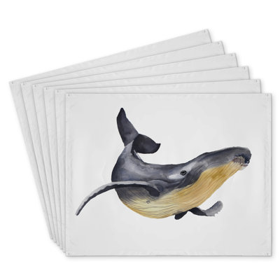 Watercolor Blue Whale Polyester Roksanda Set of 6 - Home Decor