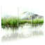 Hiver forêt brumeux, marais, paysage, eau, reflet, herbe verte, ensemble de 3 impressions sur toile-1854687531