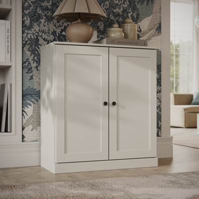 100% Solid Wood 3-Shelf Bookcase Cabinet With Doors, Storage Bookshelf With Adjustable Shelves, 35.75" W X 32" H