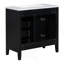 Meuble-lavabo 36 po avec lavabo, meuble-lavabo noir avec tiroirs, cadre et panneau de fibres à densité moyenne-495557568