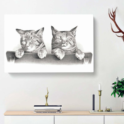 Cats by Thomas Hunter - Wrapped Canvas Drawing - Wrapped Canvas