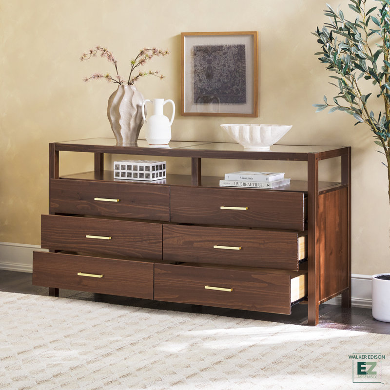 Commode 6 tiroirs EZ, Noyer