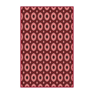 Tapis géométrique en laine rouge / rouge clair