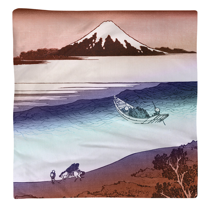 Katsushika Hokusai Cotton Square Napkin, Red/Blue
