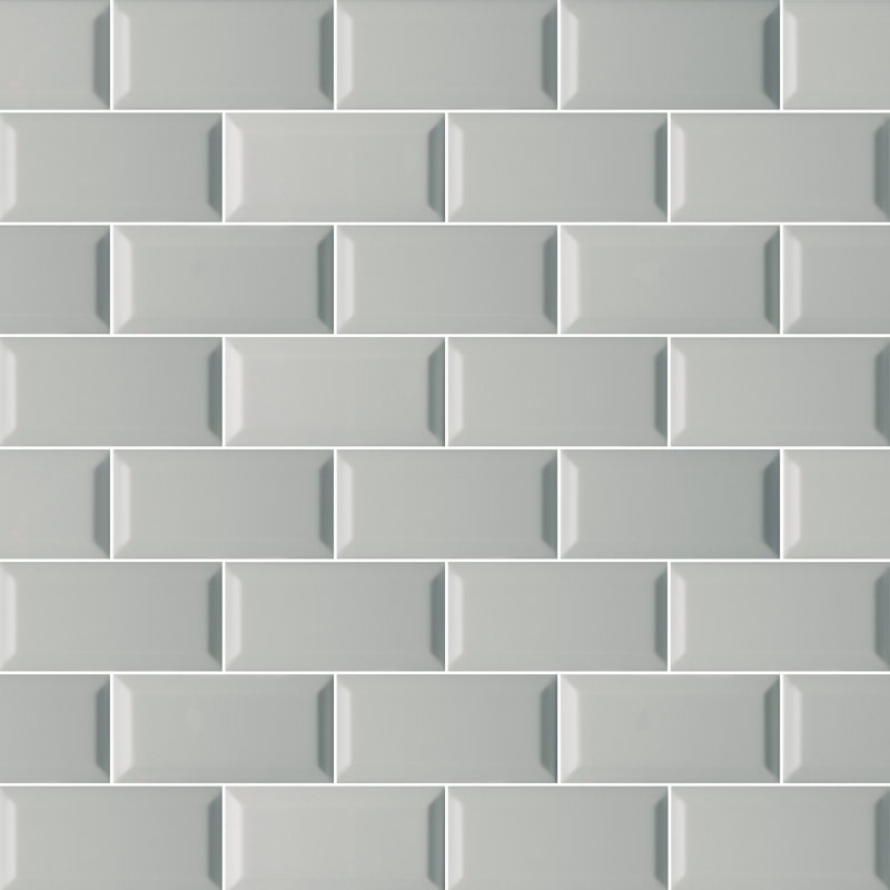 Segment 3 in. x 6 in. Beveled Glossy Ceramic Subway Wall Tile, Stone
