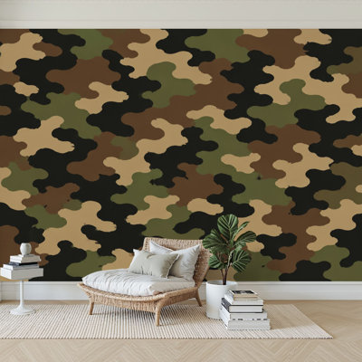Wall Mural Peel and Stick Wallpaper military camouflage seamless Abstract hunting Self-Adhesive Removable Contact Paper Wall Decor for Living Room Bedroom 100"H x 144"W