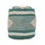 Pouf cylindrique en tissu fabriqué à la main Diamond, blanc et bleu sarcelle-1006633497
