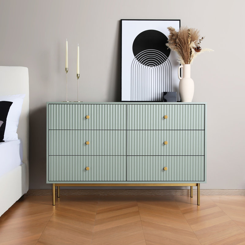 Aimilios 120cm W 6 - Drawer Chest of Drawers, Green