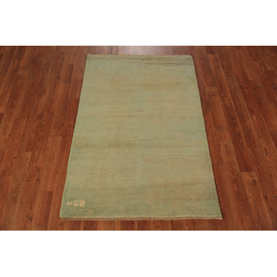 Tapis oriental doré et vert Gabbeh 3 x 4