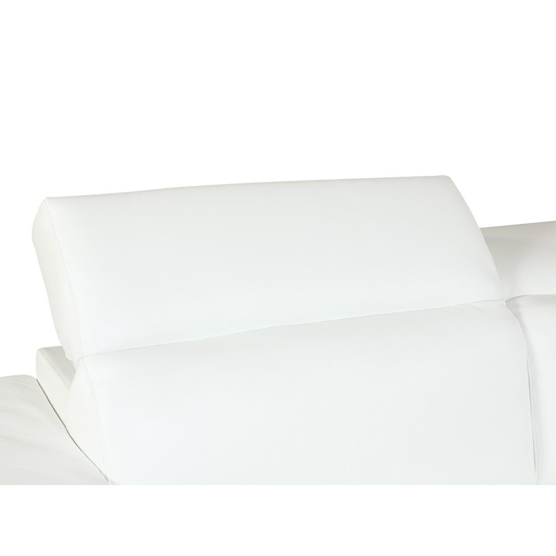 Canapé en cuir italien Top Grain, L 38 po, Blanc