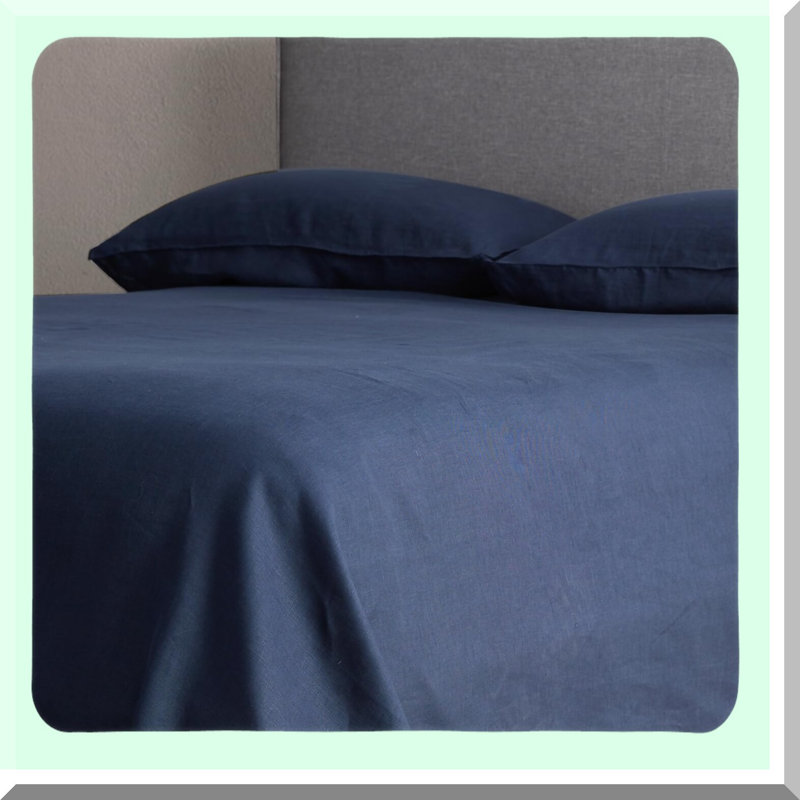 CoolBreeze Linen Pillowcase Set - 100% Breathable Stone Washed Pillow Cases (Pack of 2) with Envelope Closure., Navy Blue