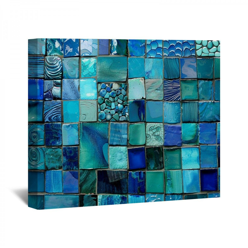 «Blue Tiles» sur toile, H 24 po x l 36 po x P 3 po