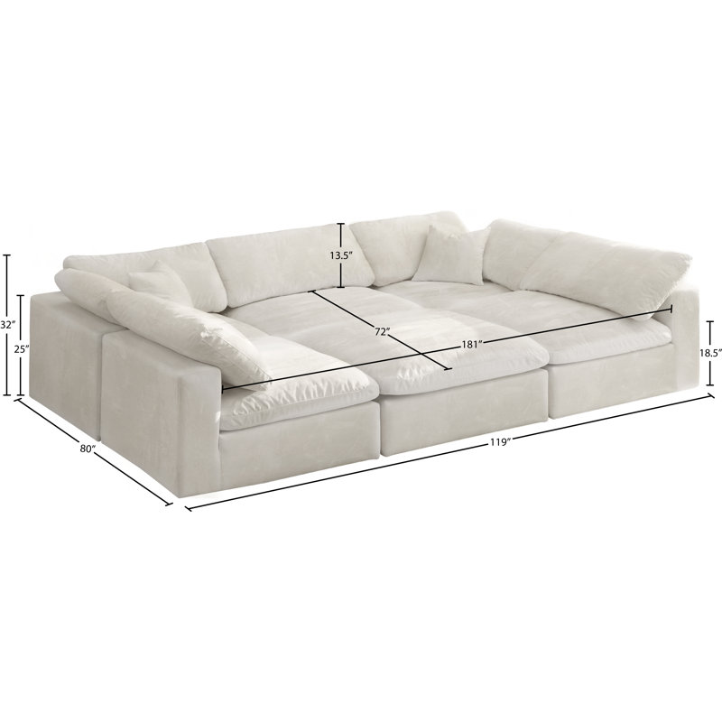 Canapé modulaire en velours réversible Cozy, Velours crème