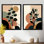 «Black and Green Bohemian Minimalist Plant - Botanicals», ensemble de 2 reproductions sur toile encadrées