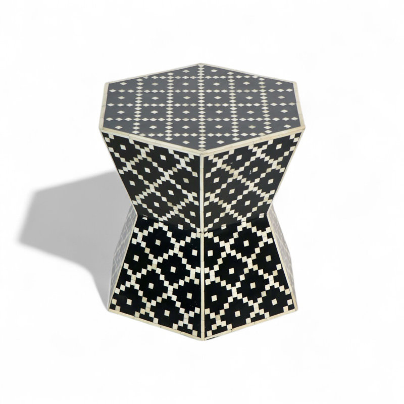 Black Bone Inlay Hexagon Table
