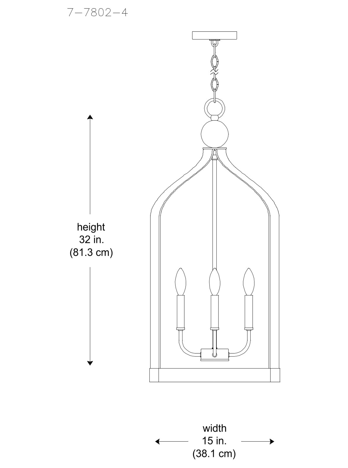Kenmore Metal Chandelier, White, 8 Lights, 41.5" H x 23.5" W x 23.5" D
