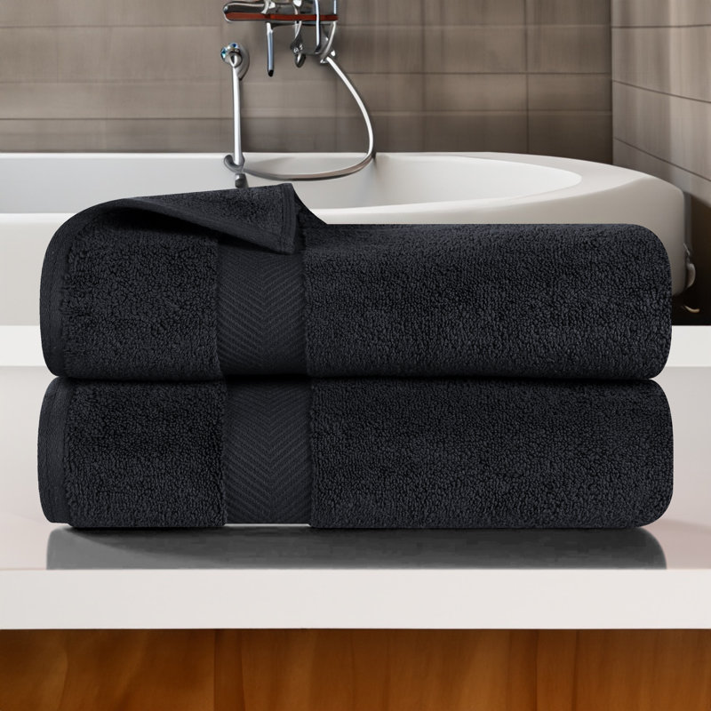Ensemble de serviettes de bain 100% coton 2 pièces Hamachi, Noir, noir, noir, noir