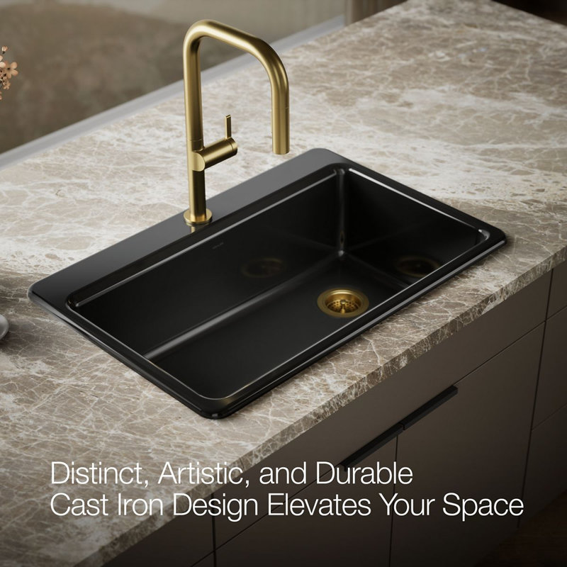 Riverby 33" Top-Mount Single-Bowl Kitchen Sink, 1 hole, Black