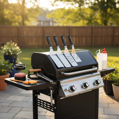 27 Piece Griddle And Grill Tool Set With Spatulas, Basting Cover, And Burger Press For Outdoor Bbq And Teppanyaki Cooking
