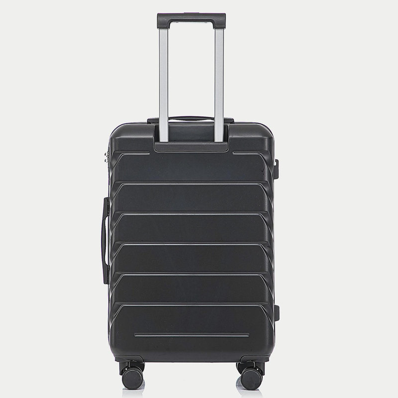 Grand bagage à carreaux en plastique dur 28 pouces ABS - Surface résistante aux égratignures Quatre roues multidirectionnelles, avec serrure à combinaison et crochets latéraux. (Noir)