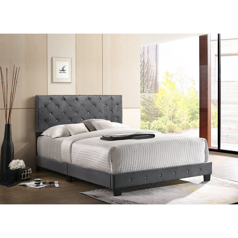 Anjelo Upholstered Standard Bed, Queen, Gray